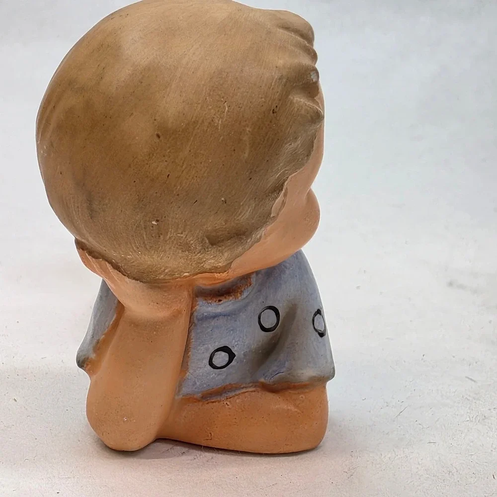 Vintage Boy Figurine Lying Down on Stomach MCM Piano Baby Nursery Decor